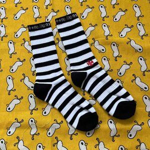 Chrome Hearts Embroidered Cross Pattern Black & White Striped Unisex Socks